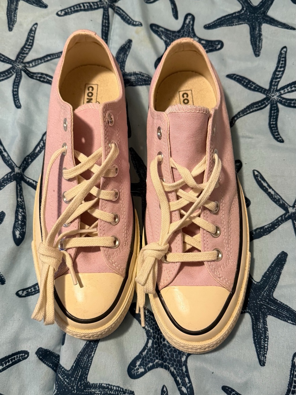Converse Pink Low-Top Canvas Sneakers with Cream Accents
